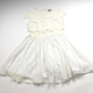 ASOS 4 Lace Chiffon A-Line Mini Above Knee Dress Off-white MINT